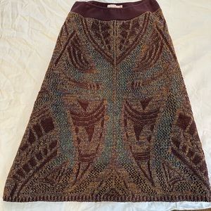 Cecilia prado midi skirt. sweater material with shimmer and turquoise silk under